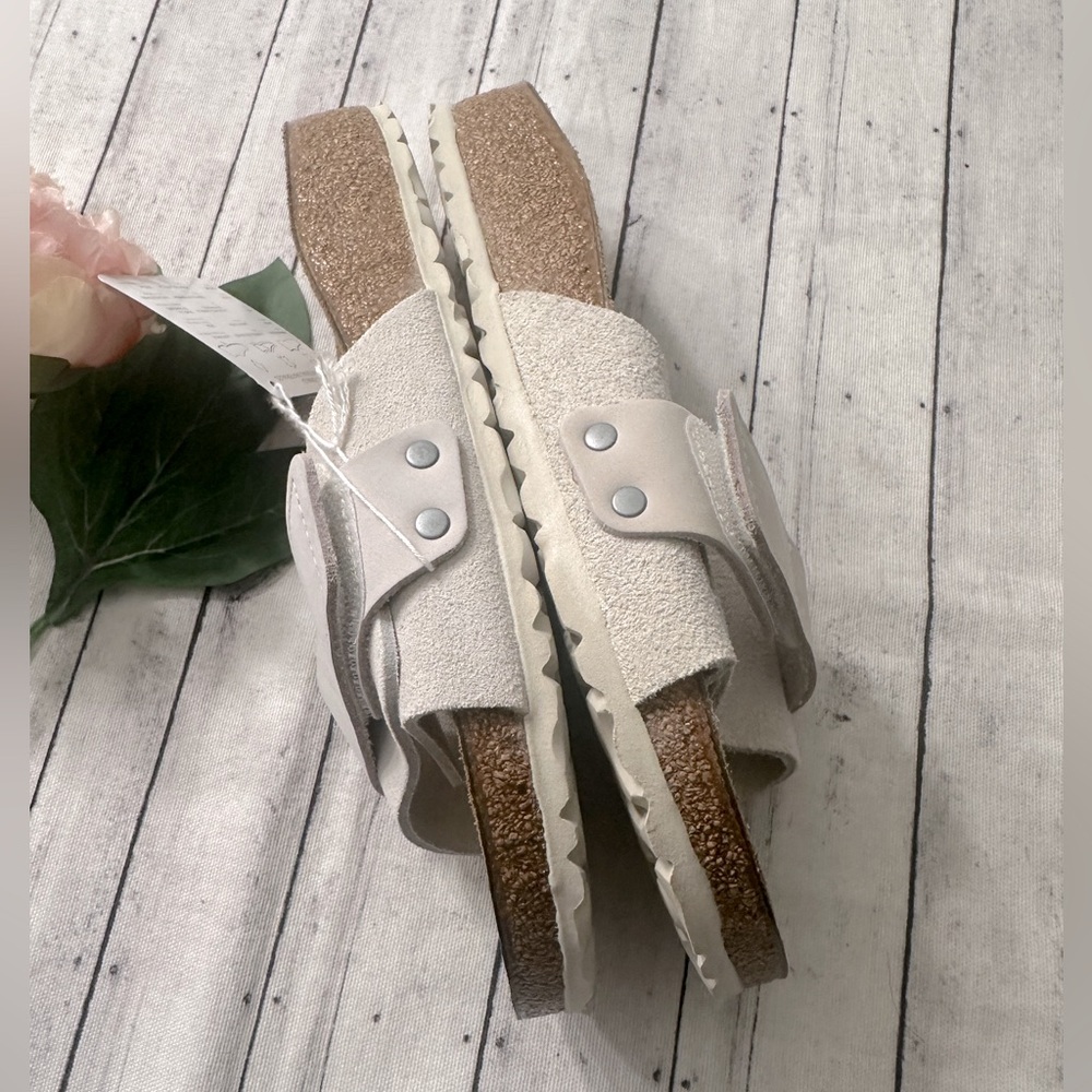 New Birkenstock Oita Slides Sandals Suede Leather Antique White - Picture 8 of 9